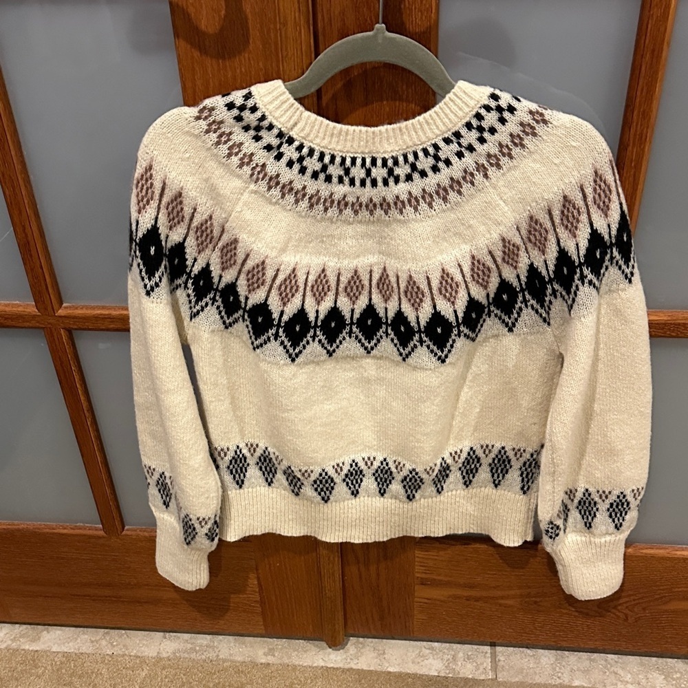 Lucky Brand Ivory and Black Geometric Sweater - Picture 4 of 7